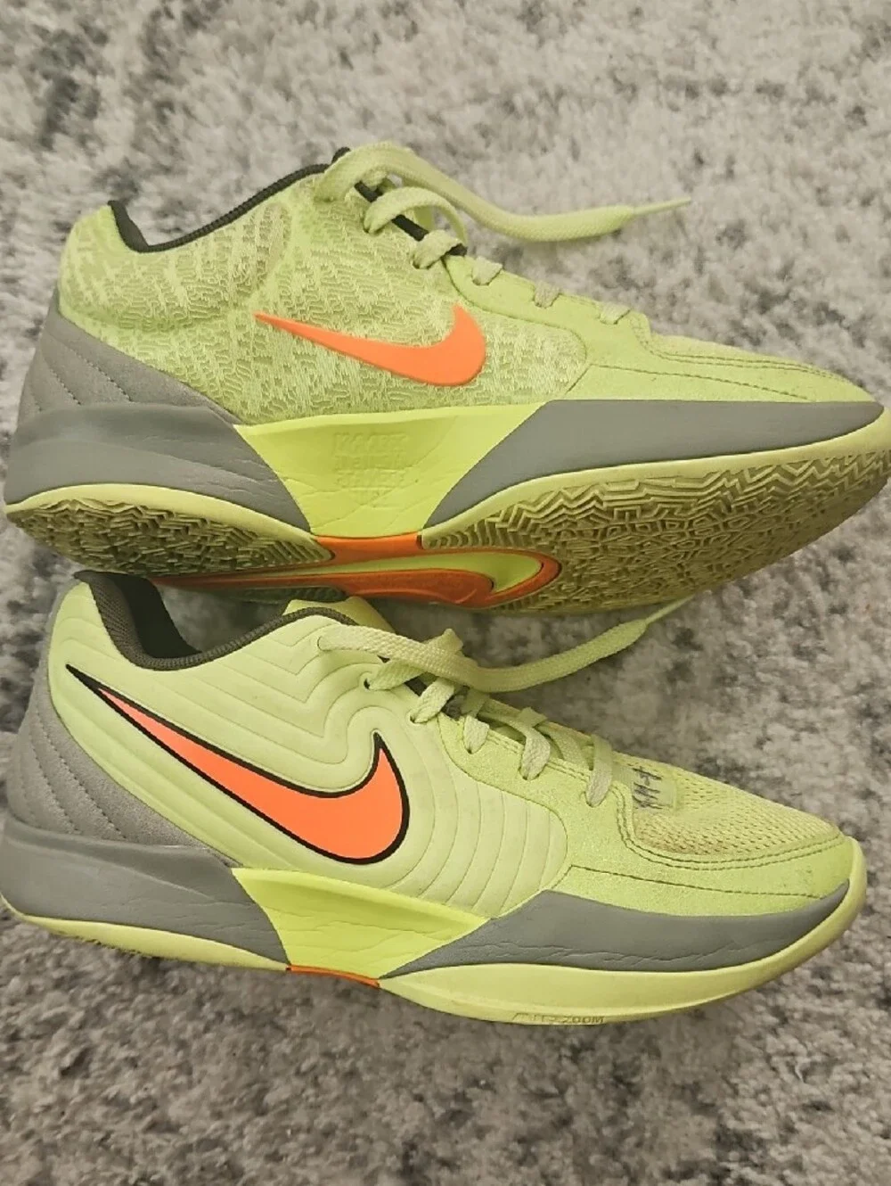 Ja Morant Nike Kids Lime Green Lace-Up Sneakers with Orange Swoosh